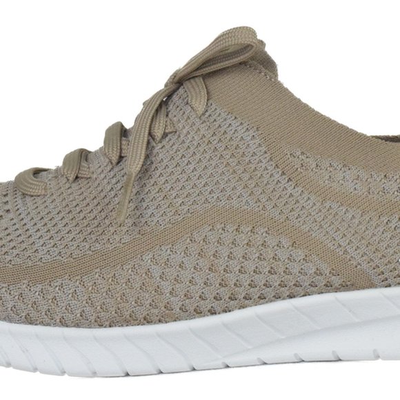 Skechers Shoe Memory Foam Women Wide LaceUp Ultra Flex Salutations Sneaker Beige - Picture 2 of 3